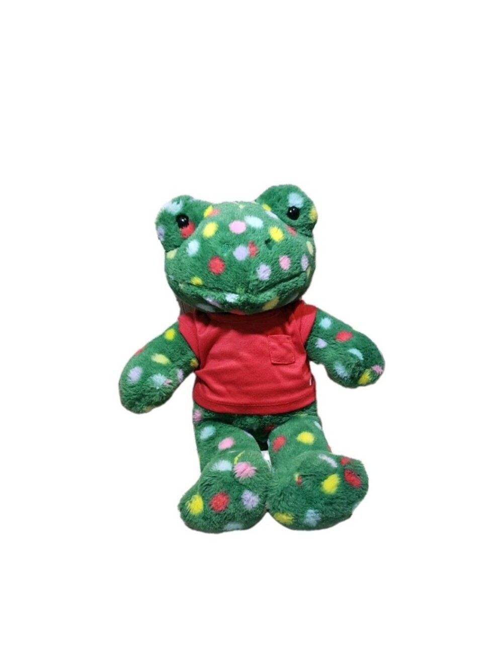 Build A Bear Jolly Jumps Frog Green Multi Color Dots Red Shirt 16" Holiday